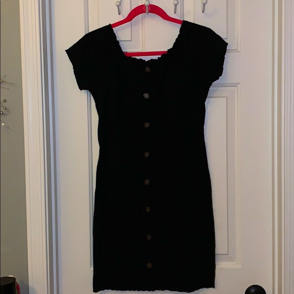 Black skinny off the shoulder dress